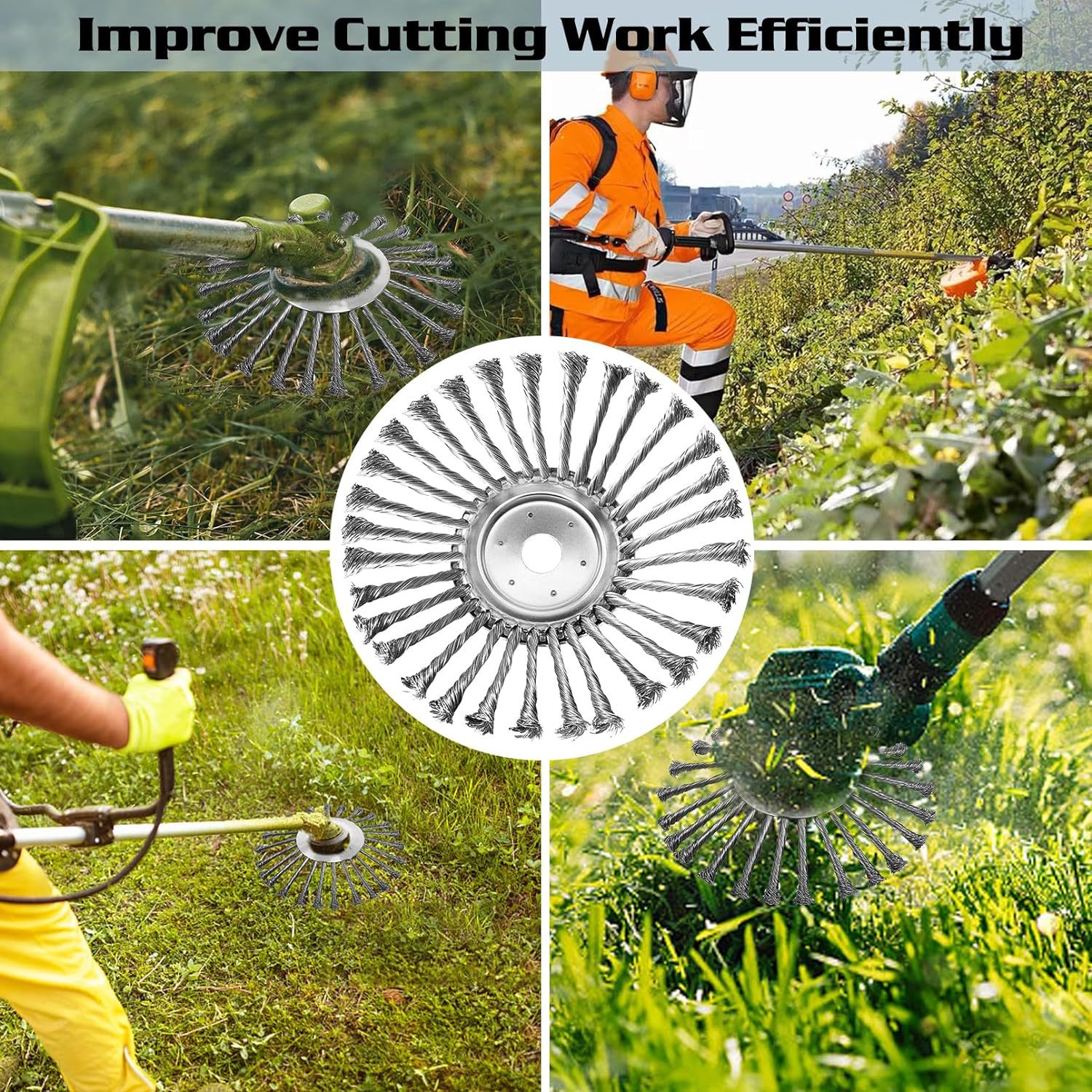 Cross-border new 10-inch steel wire straw head weeding disc rotating steel wire weed trimming headband universal adapter