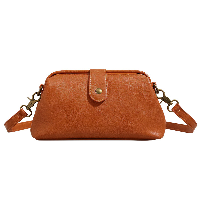 Soft Leather Bag Women's Bag 2023 New Fashion Crossbody Bag Trendy High-end Sense Gold Bag Shell Bag Vintage Clip Bag