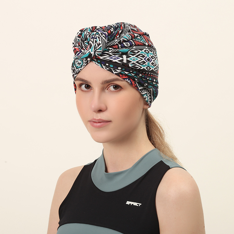 Amazon turret cap wholesale European and American fashion retro Whirlpool cap adult bohemian polyester wrap cap