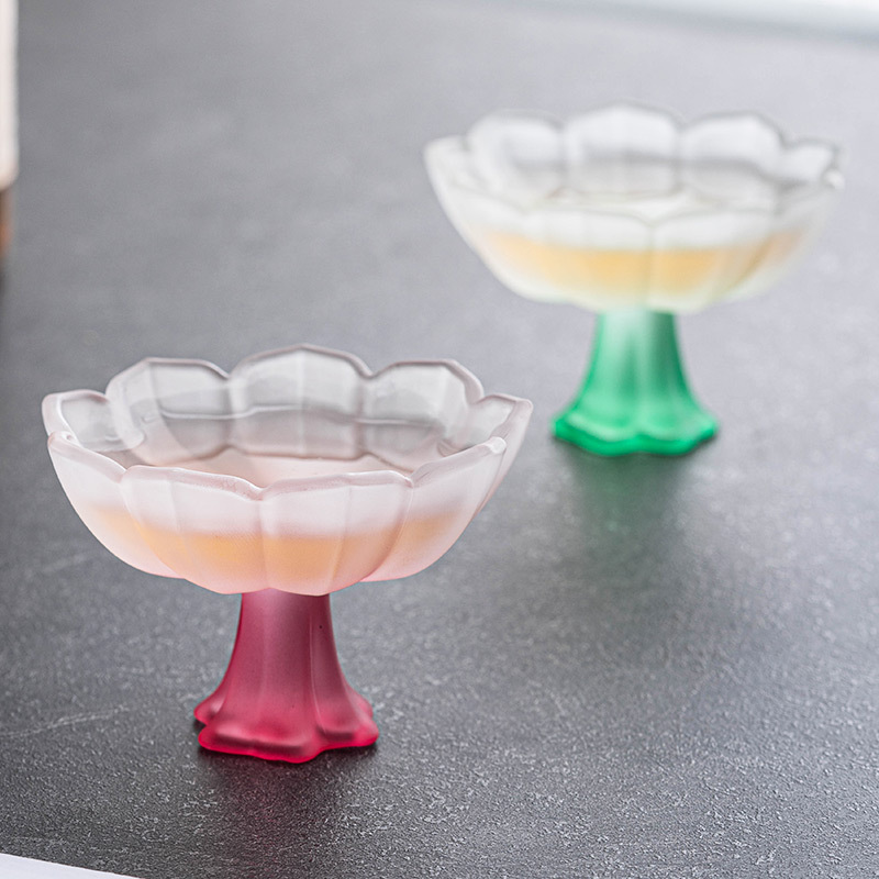Glazed pastel color high foot Cup high foot cup tea tasting cup fragrant cup rice wine shochu Cup light luxury high appearance value Master Cup