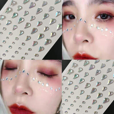 Internet Red Eye Makeup Diamond Drop Drill Broken Drill Tear Drill Sticker Self-adhesive Tear Mole Makeup Flash Diamond Jewelry Creative Makeup Face Sticker Drill