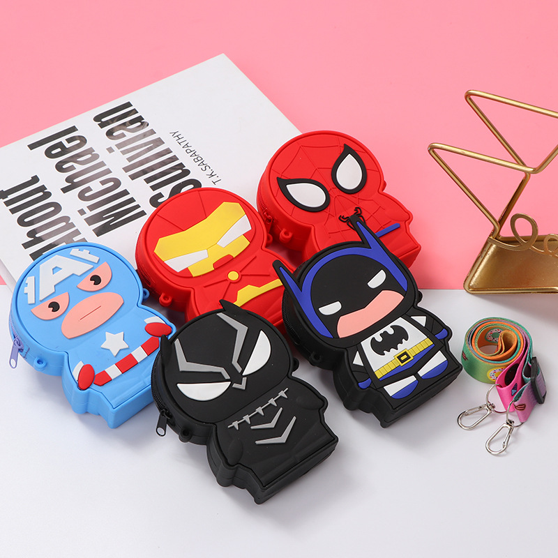 New Anime Series Cartoon Children Silicone Bag Iron Man Spider-Man Crossbody Bag Coin Purse