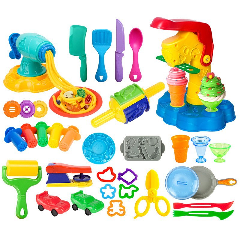 Cross-border supply of children's color mud manual class DIY like leather mud glue machine syringe pasta machine dessert cake bread