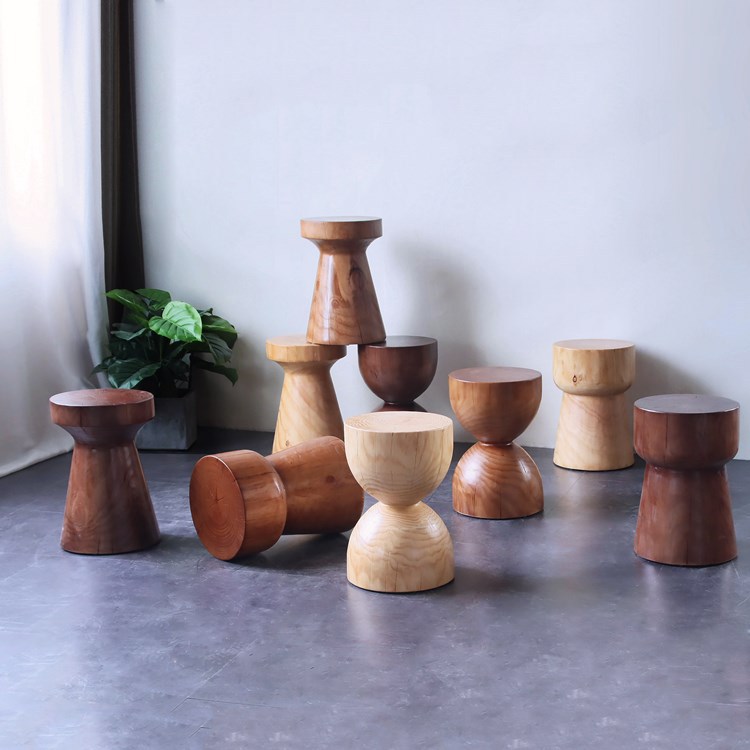 Nordic All Solid Wood Pier Ornaments Pier Root Carving Round Side Stool for Homestay Low Stool Stump Bedside Cabinet