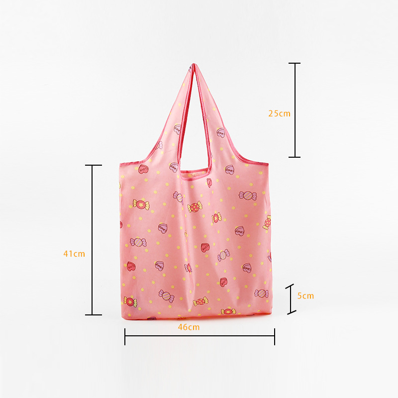 New folding shopping bag large capacity supermarket shopping bag flower cloth square storage bag Korean style niche medium size
