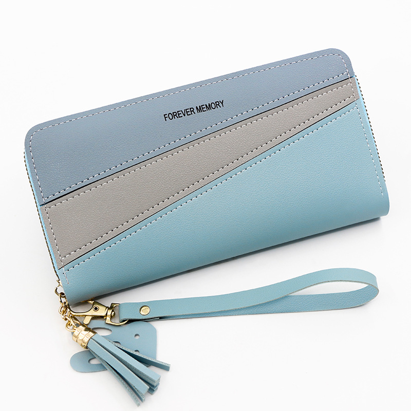 Women's Korean-style simple wallet long zipper wallet leather color matching fashion coin purse card holder handbag