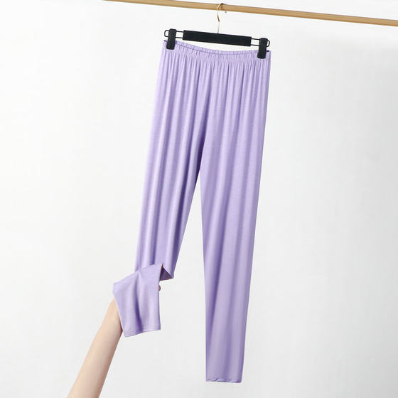 Plus size spring and summer thin gray leggings women's high waist 9 points fat mm200 kg outer wear modal nine-point pants