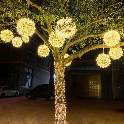 led rattan ball lamp outdoor waterproof hanging tree landscape lamp Garden ball lamp Christmas Street decorative lamp