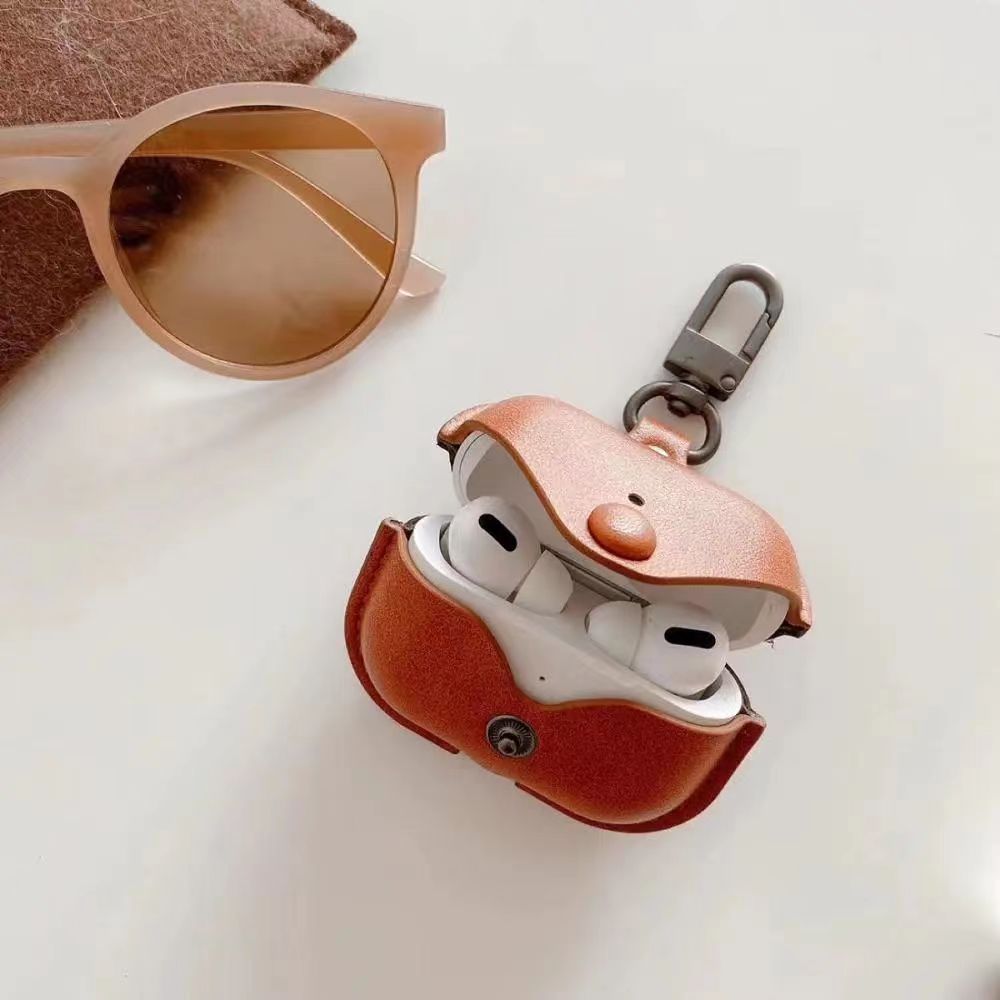 Suitable for Airpods pro2 protective case solid color shaped leather case Apple earphone case Airpods 2/3 generation