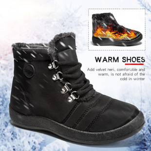 2023 Winter new cross-border hiking shoes warm women's snow boots lace-up waterproof 46 size low heel casual women's shoes