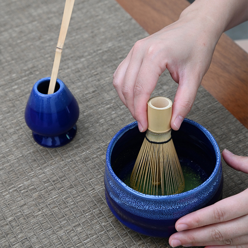 Matcha Bowl Tea Set Pure White Bamboo Baibenli Four-piece Set Boxed Cherry Blossom Tea Set Japanese-style Song Dynasty Tea