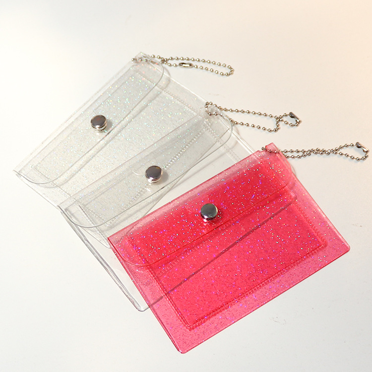 ins Style Transparent Card Holder Student Coin Purse Girl's Heart Card Holder Keychain Meal Card Bus Bank Card Holder