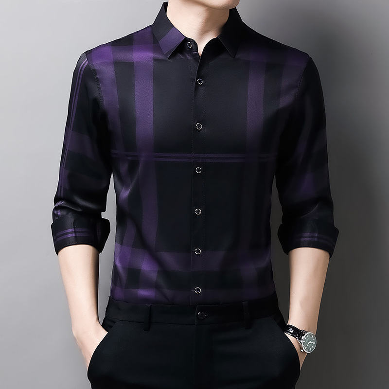 [Factory direct] 2022 Spring and Autumn Men's Long Sleeve Shirt Young and Middle-aged Leisure Fashion Breathable Striped Shirt