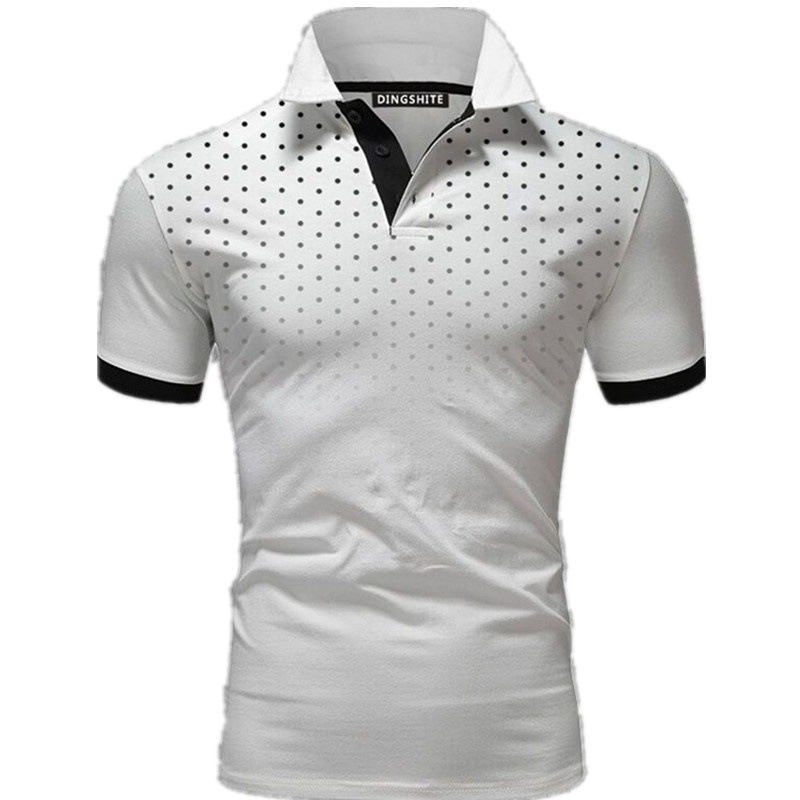 2021 Summer New European and American Men's Short-sleeved T-shirt Polka Dot Printed Polo Shirt