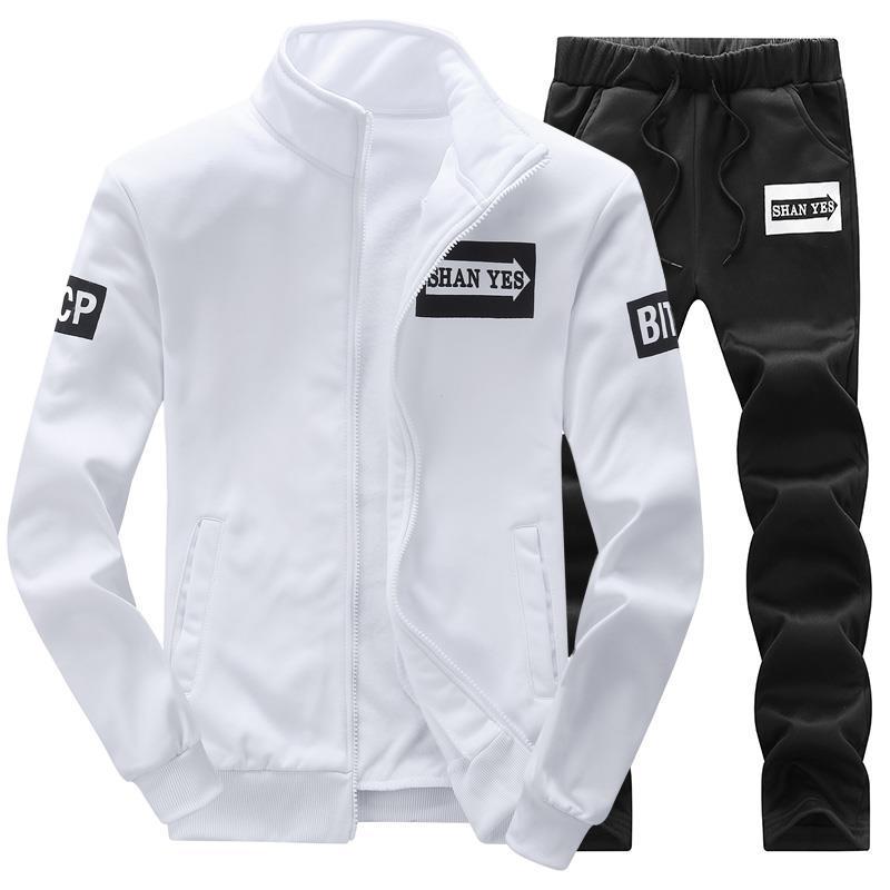 Trendy Sweatshirt Men's Collar Coat Spring and Autumn Casual suit Youth Fat Clothes Trousers Sportswear Men's Clothing
