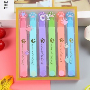 Cartoon Cat's Claw Highlighter Boxed Oblique Head Eye Protection Student Key Marking Pen Light Color Hand Account Pen Marking Pen