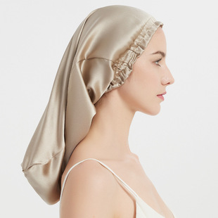 New Amazon Hot Supply Silk Long Sleeper Nightcap 100 Mulberry Silk Hair Care Perm Cap Beauty