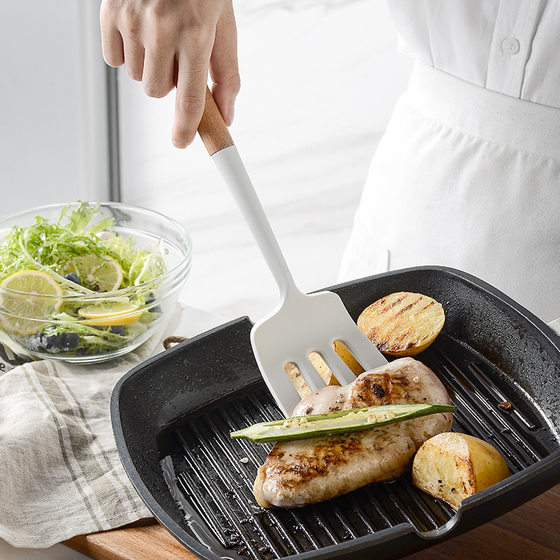 Milk white wooden handle silicone kitchenware cooking set 12 piece set kitchen tools 12 piece set kitchen sets