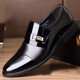 Men's leather shoes British pointed men's shoes breathable youth feet black business formal wedding shoes a generation of hair