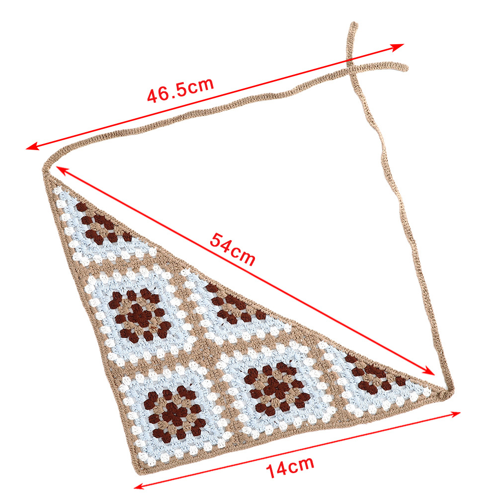 欧美跨境新款创意水果三角巾太极钩针编织棉草莓绑带包头巾头带女