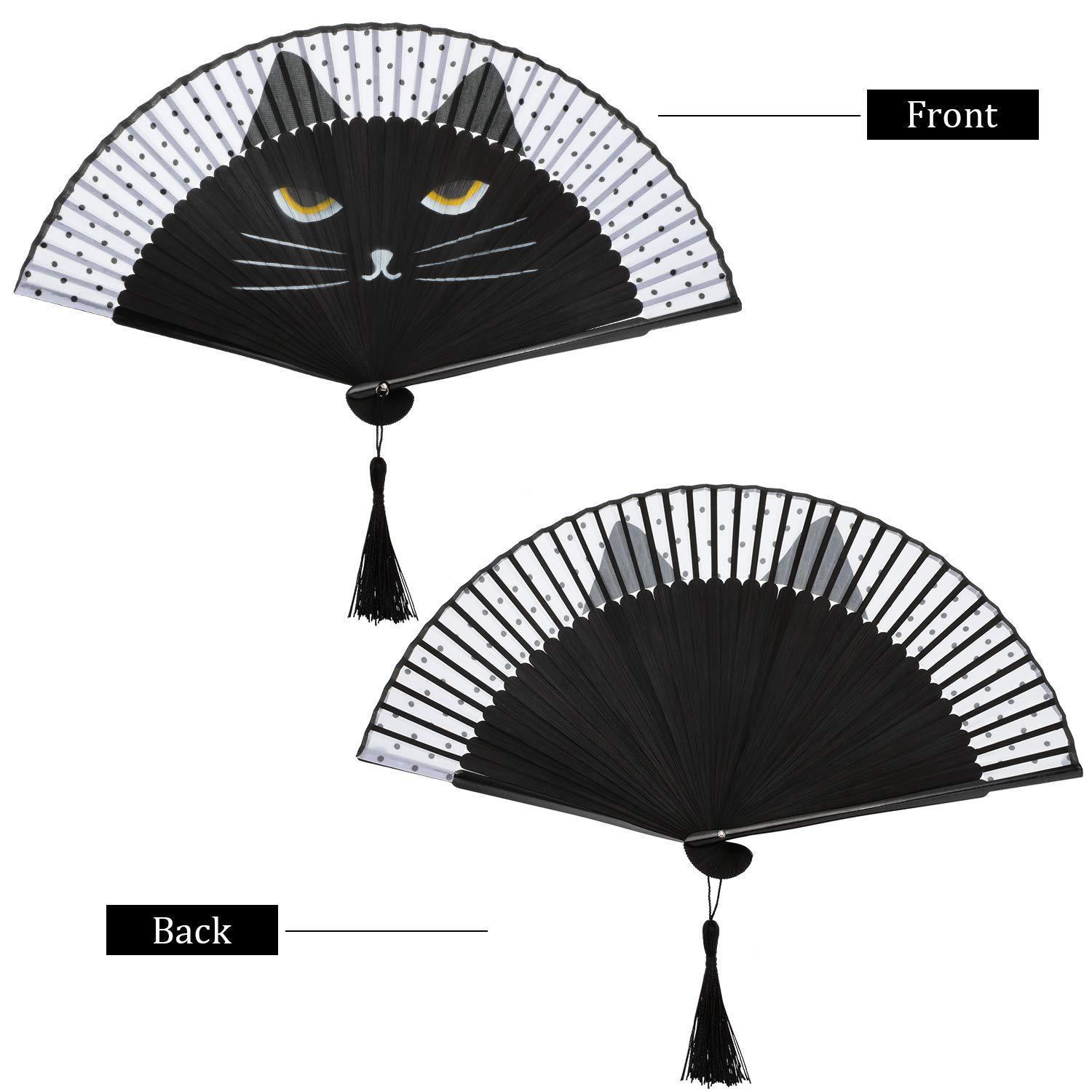 Spot paint fan bone spray painted cat folding fan Japanese style and wind cartoon cat set folding fan can be matched