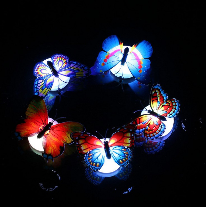 Luminous Colorful Lights 3d Luminous Butterfly Wall Decorations Living Room Bedroom Wedding Room Creative Wall Stickers Wallpaper Stickers