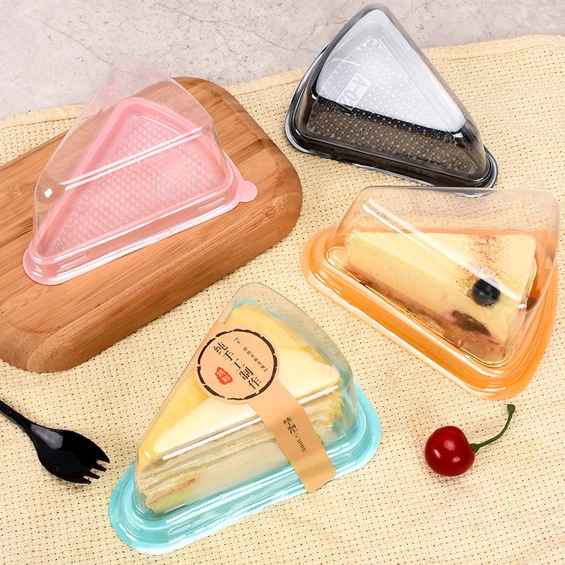 A03 triangle transparent Cake Box 8 inch cut pieces Mu Si West Point food packaging box lasagna Cake Box 100