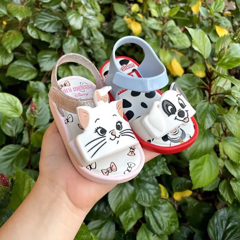 Melissa Children's Shoes 2025 New Children's Sandals Summer Baby Jelly Shoes Cartoon Open Toe Velcro Beach Shoes
