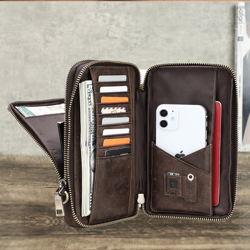Black Angel European and American fashion EBAY supply men's messenger bag Crazy Horse cowhide men's mobile phone waist bag cross-border delivery