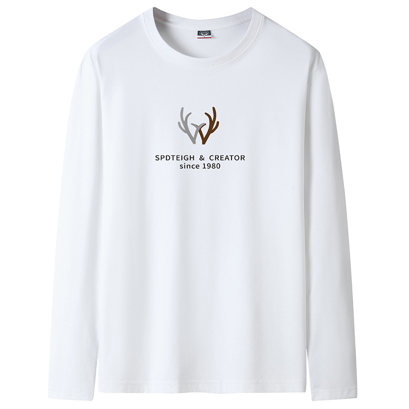 Men's Long-sleeved T-shirt 2023 New Men's Spring and Autumn Clothes Round Neck Cotton Student Base Shirt Loose Large Size Top