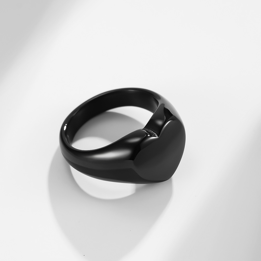 European and American Brand Style Stainless Steel 18K Gold Plated Loving Gloss Ring Gender-free Simple Men's and Women's Proposal Jewelry