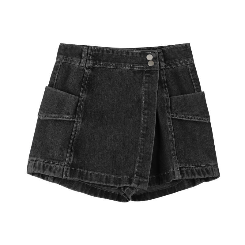 Vintage American Style Spice Girl Denim Shorts Women's 2023 Summer New High Waist Loose Slimming Hip Covering Design Sense Culottes