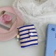 Blue and yellow striped small card bag popcorn ornaments