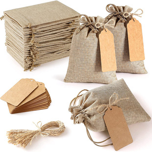 Cross border 25PCs linen bunt pocket wedding party gift bag Christmas jewelry bag diy linen bag set