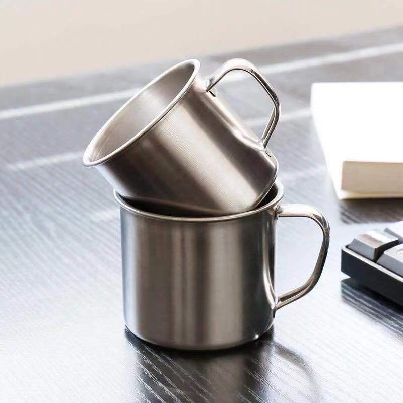 Stainless Steel Water Cup Mouth Cup Non-Magnetic Handle Mini Cup with Handle Tea Jar Animal Feeding Drinking Cup Experimental Cup