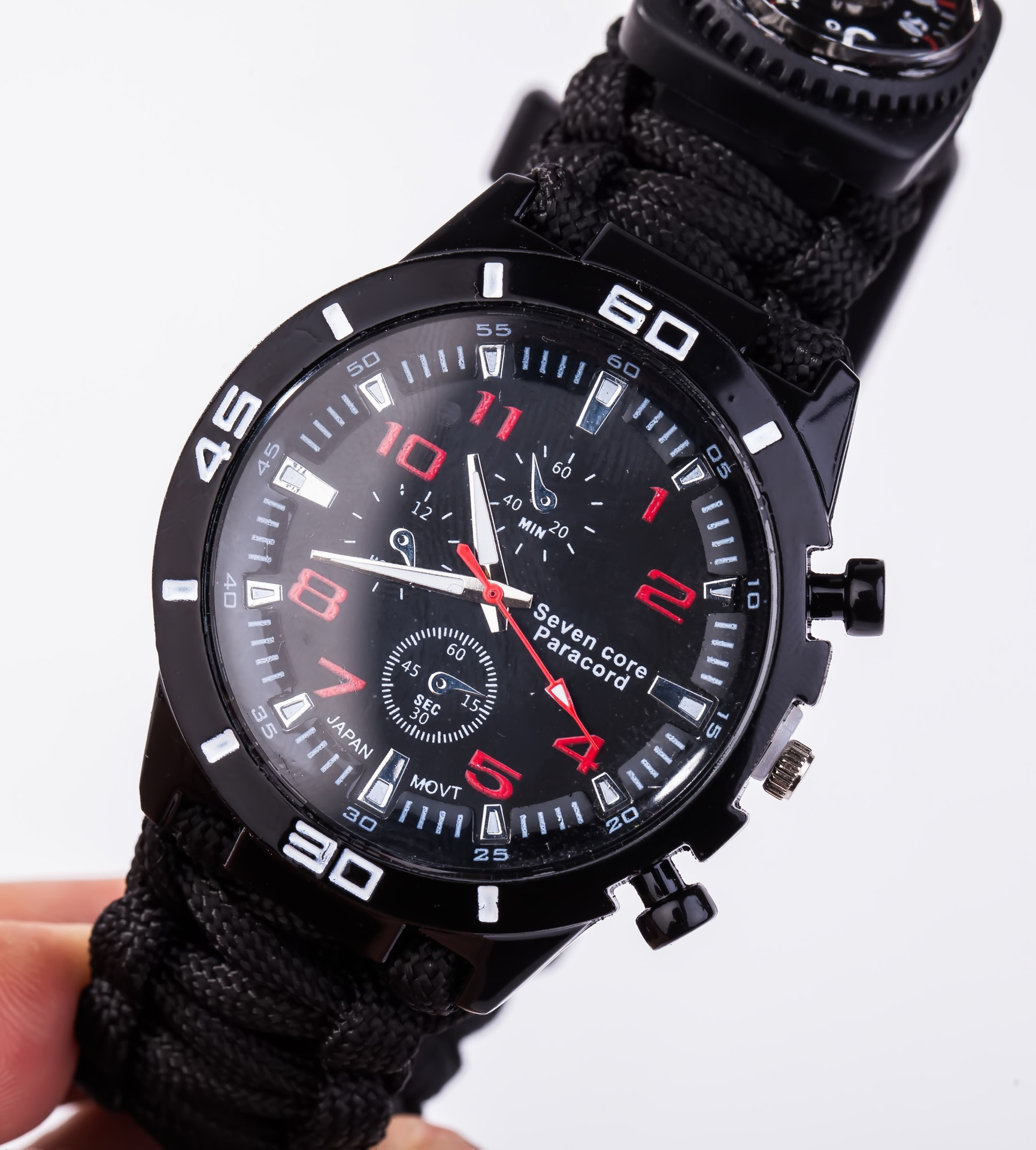 Outdoor Umbrella Rope Braided Flintstone Compass Watch Survival Emergency Outdoor Seven-core Umbrella Rope Multifunctional Watch