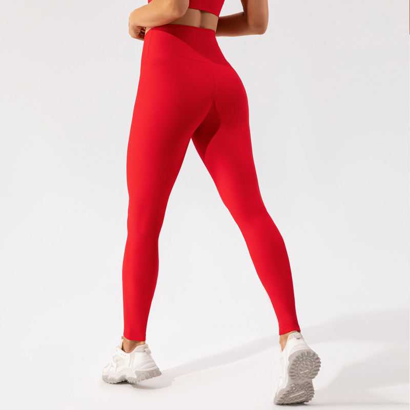 2023 Cross-border European and American Yoga Pants Women's High Waist Tight Quick-drying Thread Fitness Pants Slimming Hip-lifting Running Sports Pants