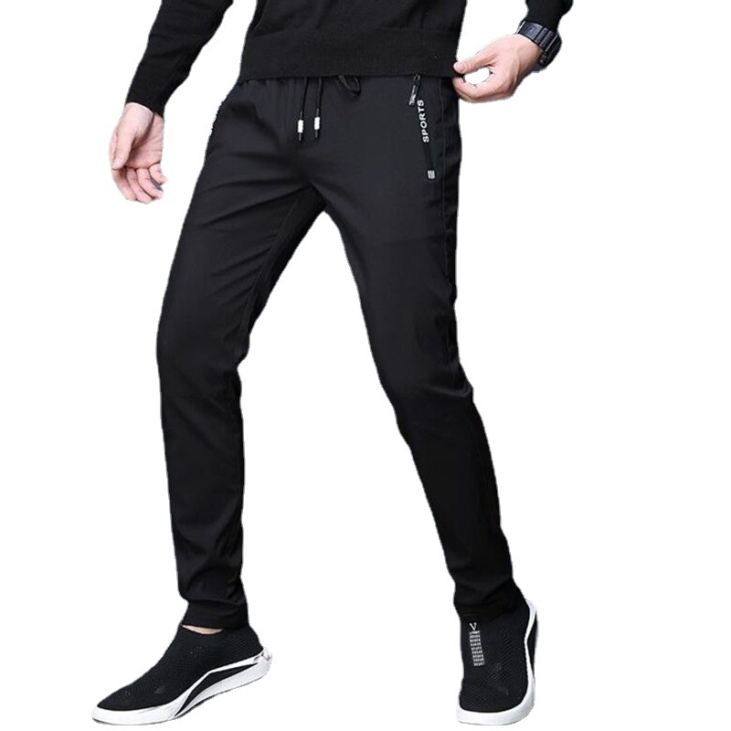 Ice silk pants men's summer thin men's casual pants stretch quick-drying trousers plus size running sports pants air conditioning pants