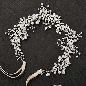 Korean Style White Handmade Crystal Headwear Bridesmaid Wedding Dress Wreath Hair Accessories Korean Style Pearl Hair Belt