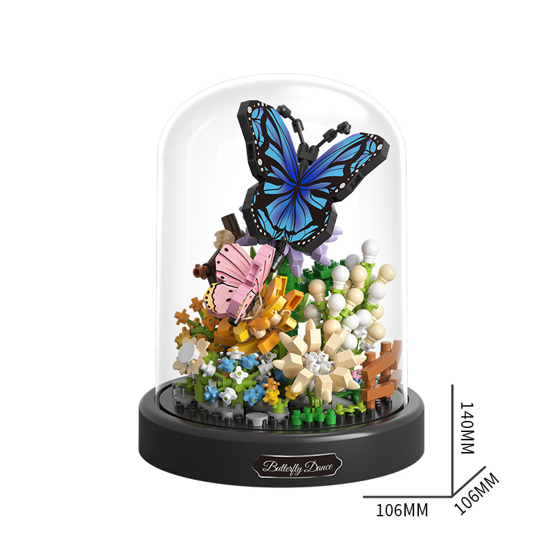 Butterfly bee flower miniature small particle building blocks assembled educational toys decoration girls send gifts supermarket wholesale