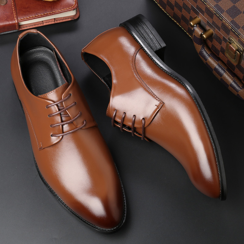2023 summer dress shoes Korean style Board shoes office shoes business lace-up solid color all-match men's casual shoes men's shoes