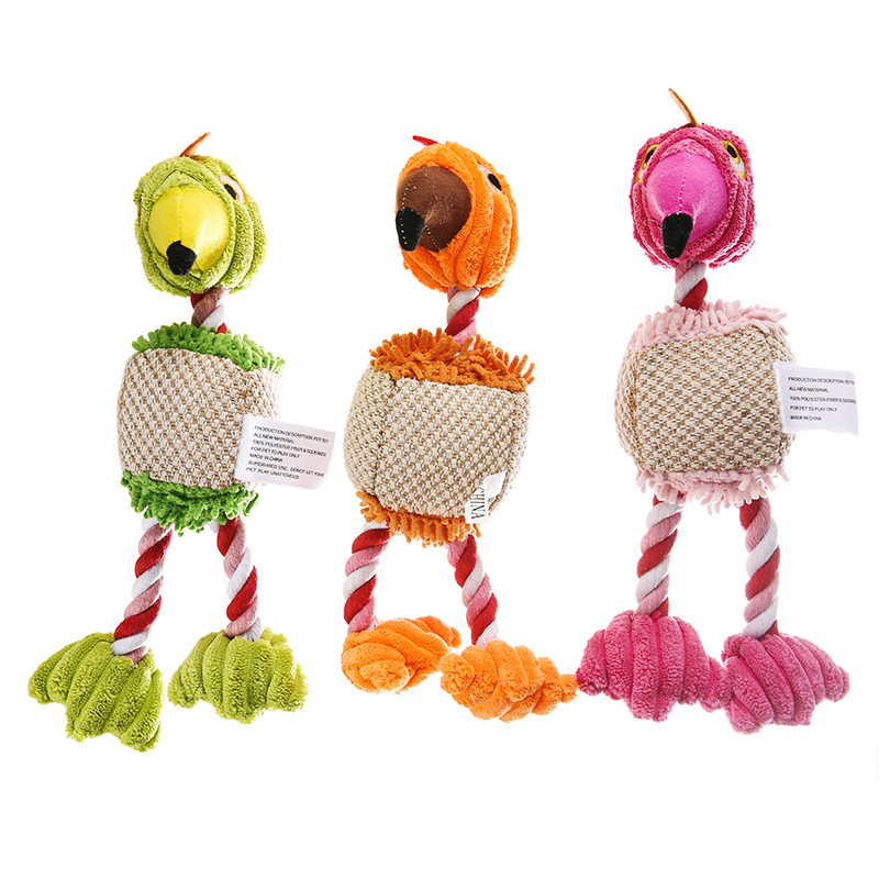 Foreign trade pet toy flamingo dog plush sound toy golden hair Teddy Amazon factory spot