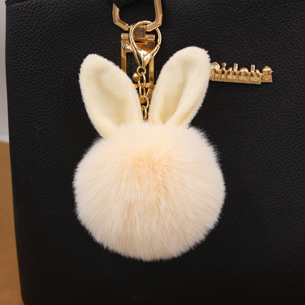 Rabbit Ears fur ball keychain pendant cute rabbit ears plush pendant imitation fur bag jewelry fur ball