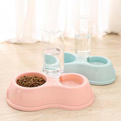 Cat Bowl Pet Plastic Double Bowl Dog Bowl Food Gown Dog Bowl Non-slip Automatic Drinking Water Feeder Pet Supplies Wholesale