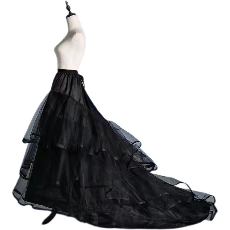 Wholesale foreign trade oversized two steel ring trailing skirt black wedding dress bride violence petticoat lolita