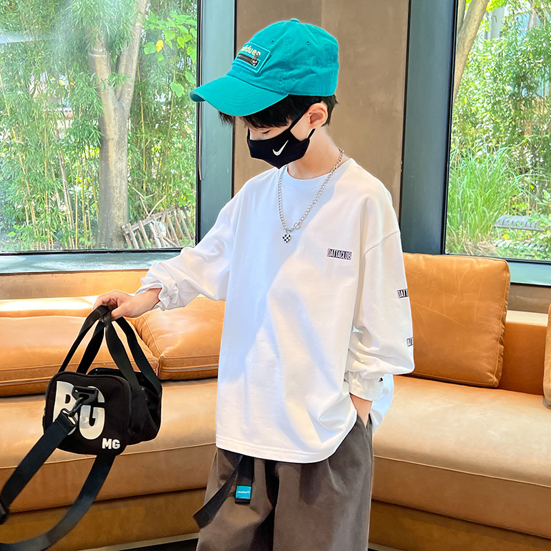 Boys' Long Sleeve T-Shirt Spring and Autumn 2023 New Style Thin Children's Autumn Base Shirt Fried Street Big Boy's Top Autumn