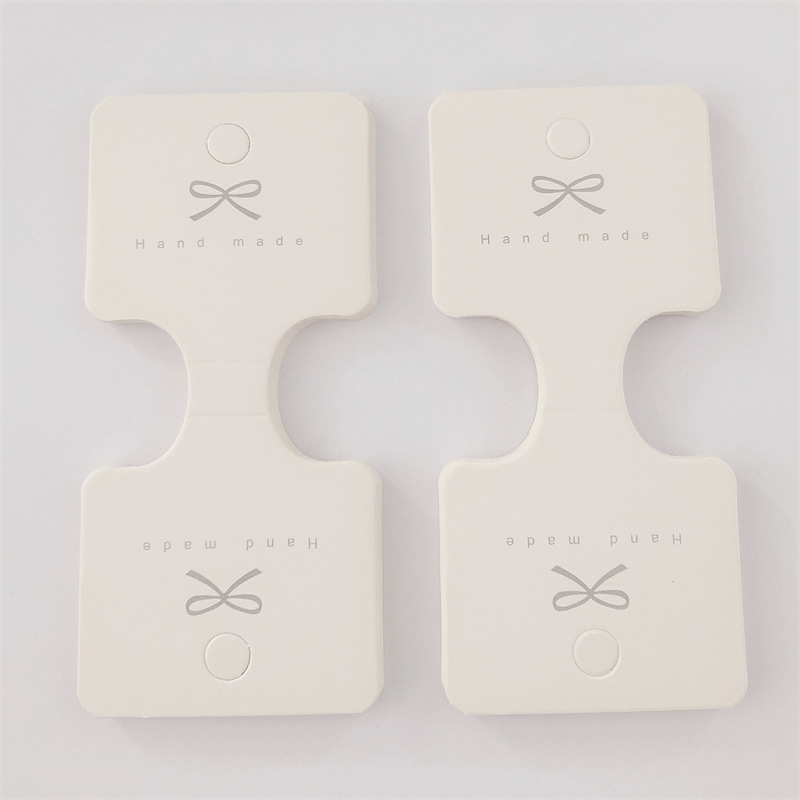 5.5*11.7cm Folding Card Paper ~ Adult Children Hair Rope Paper Card Bow White Hair Accessories DIY Tag