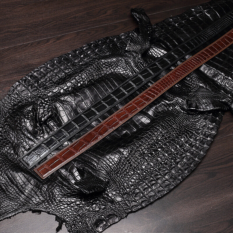 Thailand crocodile leather belt smooth buckle plate buckle belly casual all-match men's leather belt men's pants belt men's belt