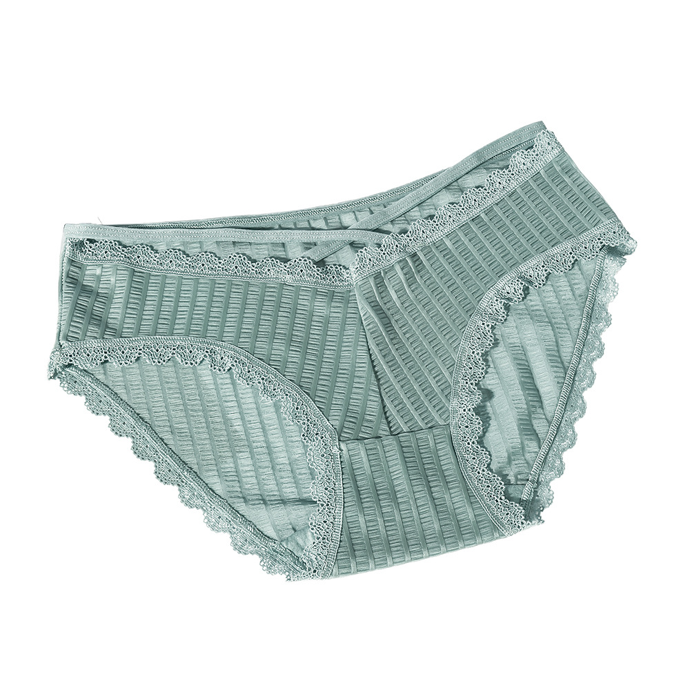 Commuter Stripe BM Style Underwear Women's Cross-waist Exposure Comfortable Seamless Low-waist Thin Sexy Lace Briefs for Women