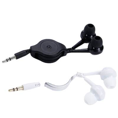 Applicable to Apple Android Phone Headset Retractable Cable Round Hole 3.5mm Stretch Headset MP3 Retractable Headset Cable 0.8M